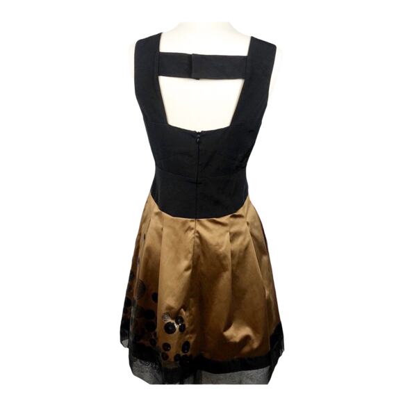 AYSHA Cocktail Dress Black Bronze Sequins Sleeveless Fit & Flare Party 0 EUC - Picture 8 of 9